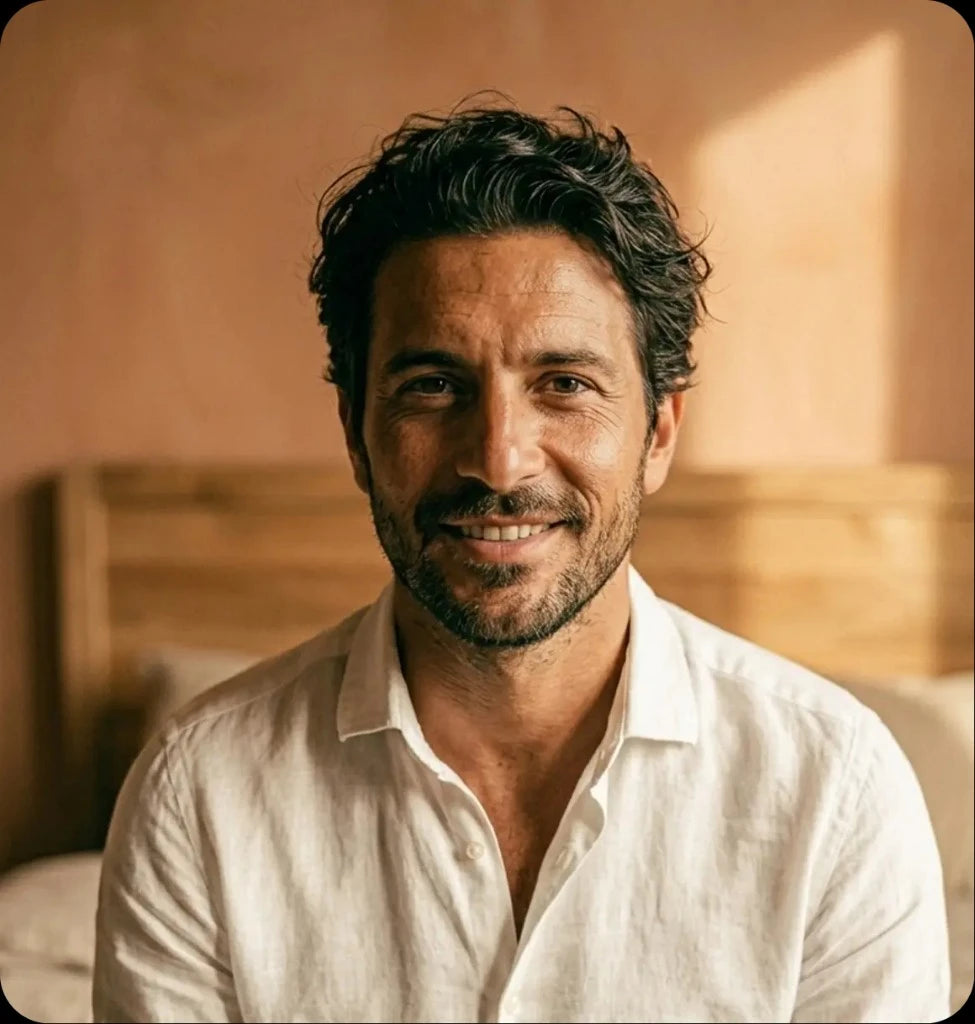 Man smiling in warm natural light